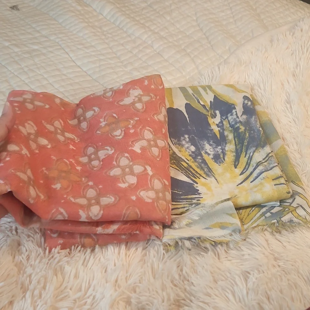 Floral Coral Wrap Scarf Bundle